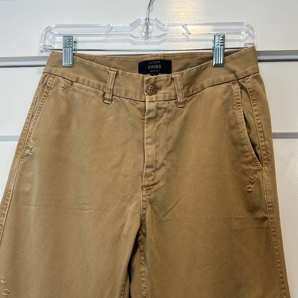 J. Crew Tan Chinos Classic Cotton Twill distressed pants size 0. - Picture 2 of 9